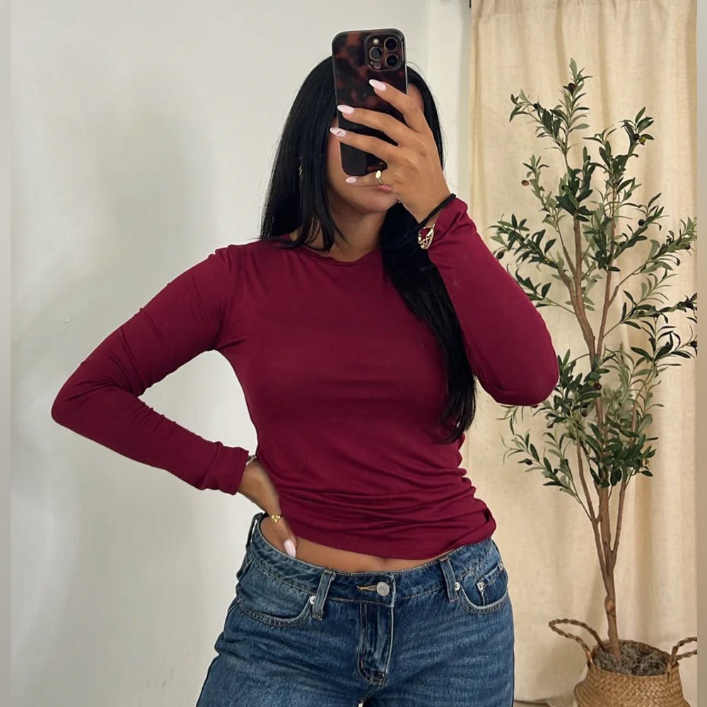 ActiveBasic Burgundy Wine Long Sleeve Top